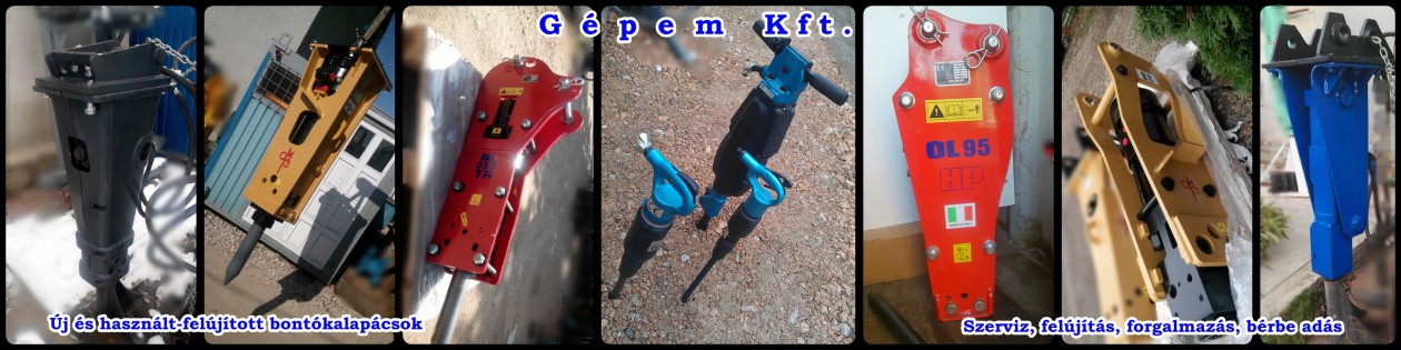 Gépem Kft. – Új és használt-felújított bontókalapács, törőfej,; új légkalapács; törőfej javítás; bontókalapács javítás; bontótüske